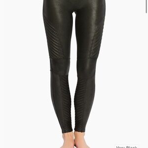 Black Faux Leather Leggings SPANX Moto